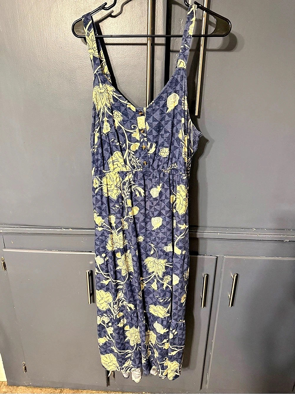 Sonoma Floral Maxi Dress in Blue & Yellow Size XL Like New